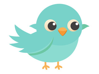 Cute cartoon blue bird illustration vector graphic element for baby showers and design projects
