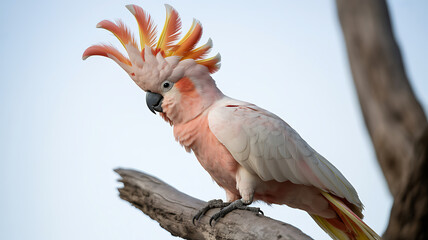 Major Mitchell's Cockatoo with Spread Crest Isolated on White Background