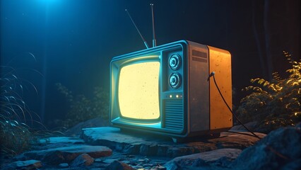 old TV at night