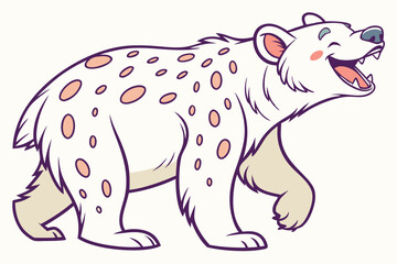 Cartoon Spotted Hyena Walking Happy on White Background Simple Design