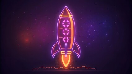 Neon rocket in space