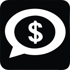 Money chat icon symbol for financial communication online transactions and currency exchange app services