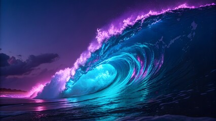 neon waves on the sea