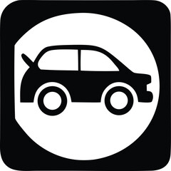 Simple silhouette icon of a hatchback car with spoiler for automotive transportation and mobility concepts