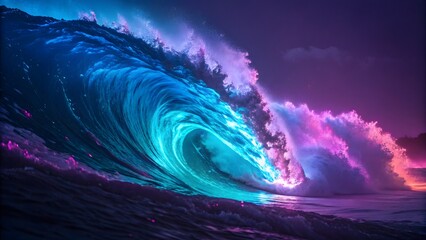 neon waves on the sea