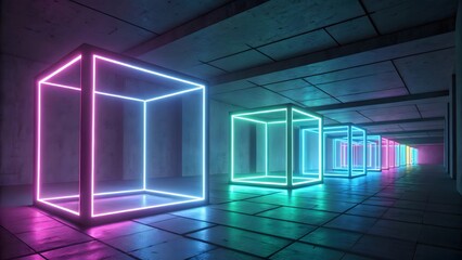 Neon abstract blue background