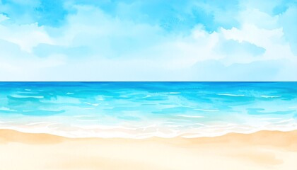 Obraz premium Watercolor seascape with beach