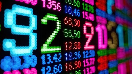 Colorful Digital Stock Market Ticker Board.