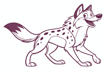 Cartoon Spotted Hyena with a Cheerful Expression in on White Background