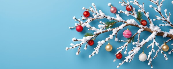 Festive Christmas Decorations Blue Background