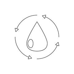 Water Droplet in Circular Arrows Purity and Conservation