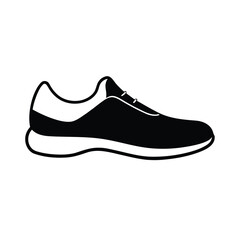 Minimalist black shoe silhouette on a clean white background