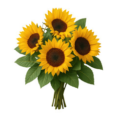 Obraz premium Real photo of sunflower bouquet with transparent background