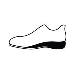 Minimalist black shoe silhouette on a clean white background