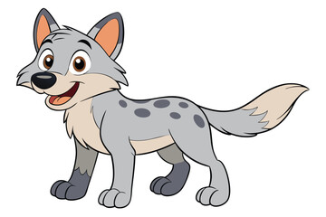 Cartoon Spotted Hyena, Animated Animal on White Background, Smiling Face