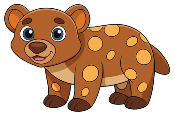 Cartoon Spotted Hyena with Round Eyes and White Background