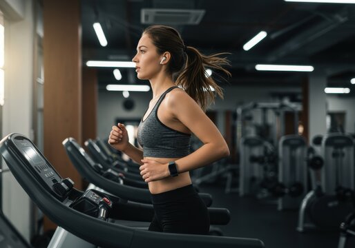 Woman exercising on a treadmill at the gym
