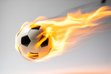 Burning soccer ball with flames in motion