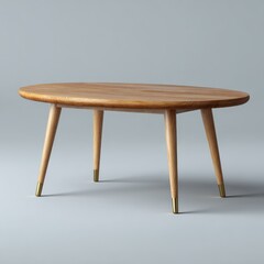 Mid century modern oval coffee table with tapered wooden legs