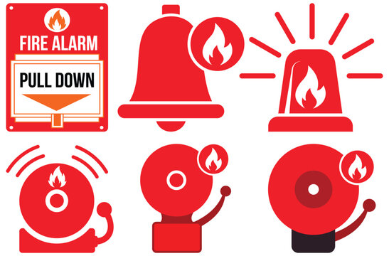 Fire Alarm Sign & Emergency Safety Icon &ndash;Flat Vector Design for Safety & Security