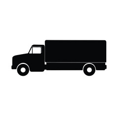 Minimalist black truck silhouette on a clean white background