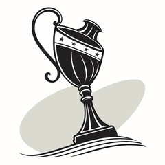 Vintage trophy cup with stars vector illustration