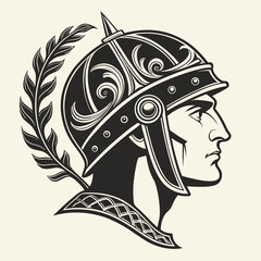 Illustration of a roman soldier with a laurel wreath