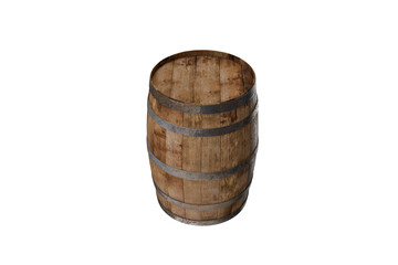 Obraz premium Top view of wooden barrel isolated on transparent background in studio shot