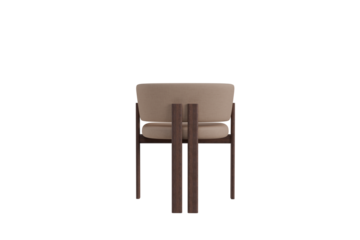 Modern chair with brown wooden frame isolated on transparent background