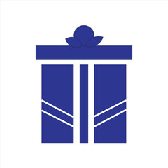 Blue Gift Box Icon with Ribbon and Bow