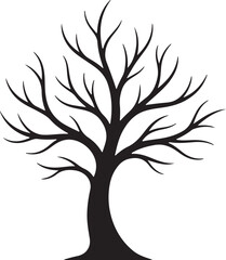 Bare Tree Silhouette Icon Winter Dead or Leafless Tree Vector