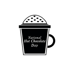 Black color National Hot Chocolate Day Design, Solid White Background (5).eps