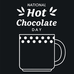Black color National Hot Chocolate Day Design, Solid White Background (9).eps