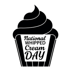 Black color National Whipped Cream Day Design, Solid White Background (4).eps
