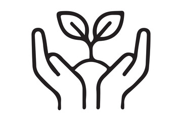 Obraz premium Plant growing in hands vector icon. filled flat sign for mobile concept and web design. Hands with sprout and soil glyph icon. Save nature symbol, logo illustration. Vector graphics