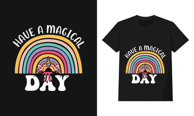 Magical Unicorn Pi Day Rainbow Math Typography Illustration