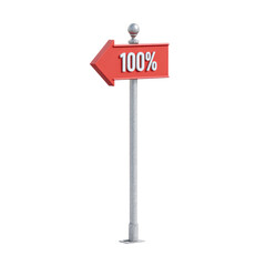 100% Arrow Signpost on Transparent Background