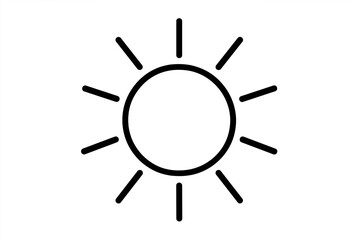 Sun icon simple outline vector illustration. Sunshine symbol for weather forecast. Minimalist graphic element for app, web design, infographic. Isolated on white background.
