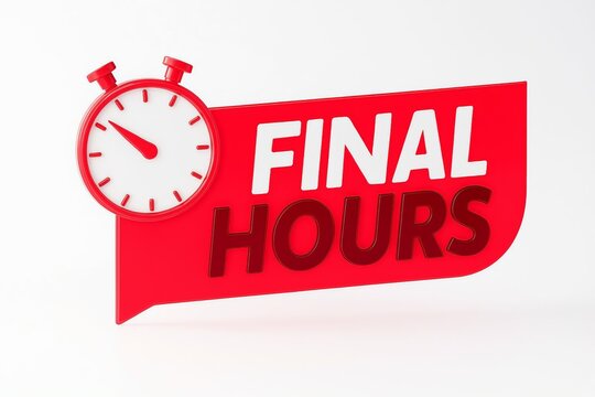 Red banner with the words final hours and a stopwatch icon symbolizing urgency and limited time offers