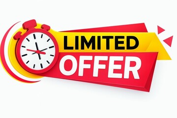 Red and yellow banner with a stopwatch and the words limited offer in bold white text