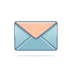 Vector illustration of closed, light-blue and peach colored envelope.