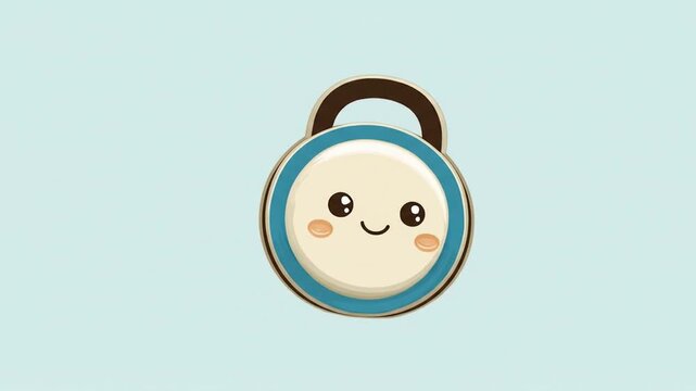 Smiling cartoon padlock character on a blue background security concept