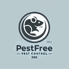 Professional pest control services logo with sleek rat icon, ensuring homes and businesses stay rodent free, reliable extermination, vector quality