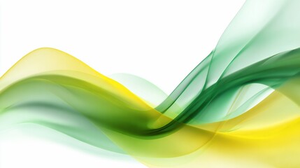 Fototapeta premium Abstract flowing yellow and green lines on a white background. Elegant, fluid forms