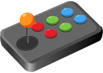 Cartoon video game joystick or arcade controller isolated on a transparent background