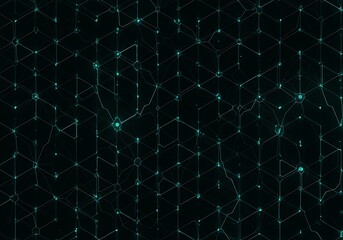Fototapeta premium Abstract cyan mesh pattern, glowing light node, digital technology net
