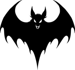 Spooky Flying Vampire Bat with Fangs Silhouette