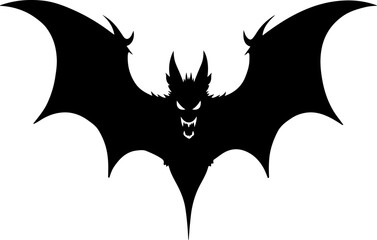 Spooky Flying Vampire Bat with Fangs Silhouette