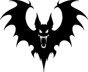 Spooky Flying Vampire Bat with Fangs Silhouette