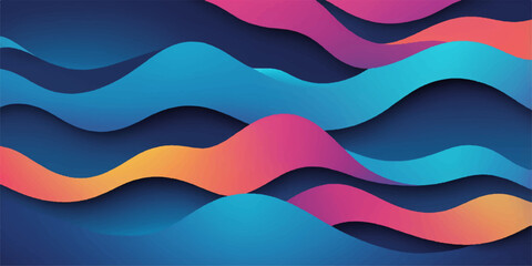 Abstract vector illustration with seamless pattern of colorful wavy lines for banner design, web backdrop, or business template